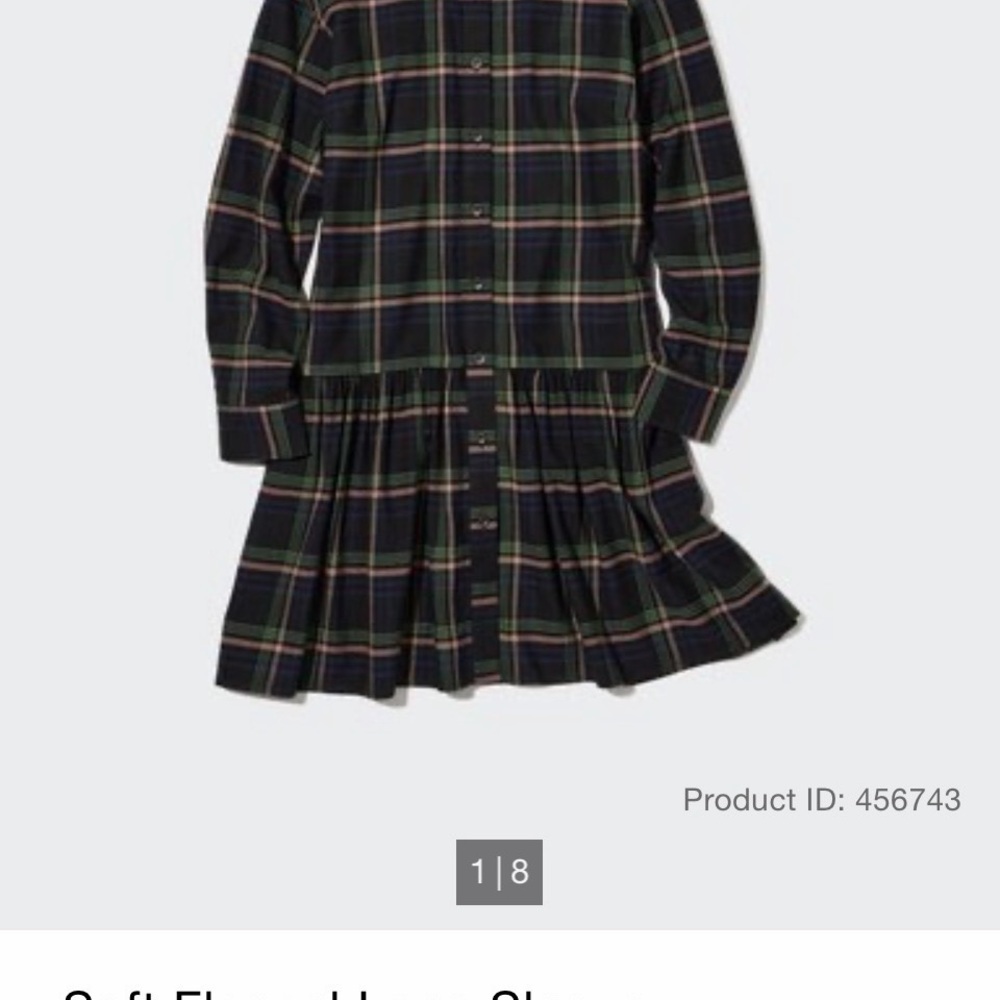 Uniqlo Soft Flannel Long Sleeve Tiered Mini Dress
